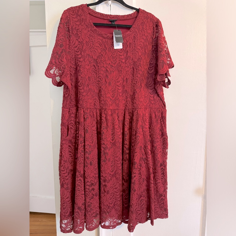 Torrid red lace dress size 4 plus size.